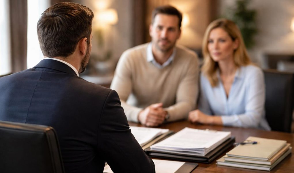 avocat-costume-discussion-couple-salle-reunion
